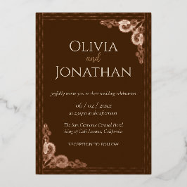 エレガント銅華美箔結婚招待状 箔シーズンカード