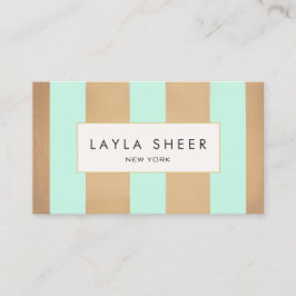 エレガント銅金ゴールドとターコイズストライプ 名刺