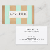 エレガント銅金ゴールドとターコイズストライプ 名刺 (正面/裏面)