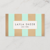 エレガント銅金ゴールドとターコイズストライプ 名刺 (正面)