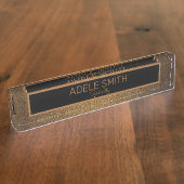 エレガント銅金ゴールド黒枠グリッター業 デスクネームプレート (側面)