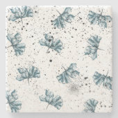 エレガント鋼ブルーフローラ ストーンコースター (正面)