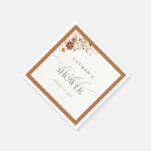 エレガント錆オレンジウォーターブライダルシャワー スタンダードカクテルナプキン (角)