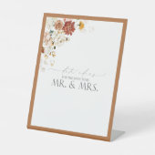 エレガント錆オレンジウォーター色フローラ日付アイディア 台座サイン (正面)