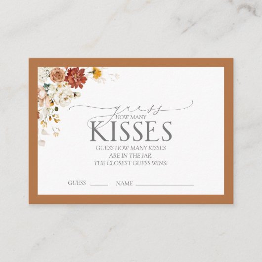 エレガント錆オレンジフローラブライダルシャワーゲームエンクル エンクロージャーカード (正面)