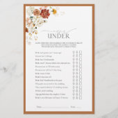 エレガント錆オレンジフローラブライダルシャワーゲーム (正面)