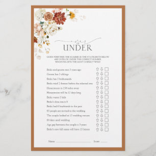 エレガント錆オレンジフローラブライダルシャワーゲーム