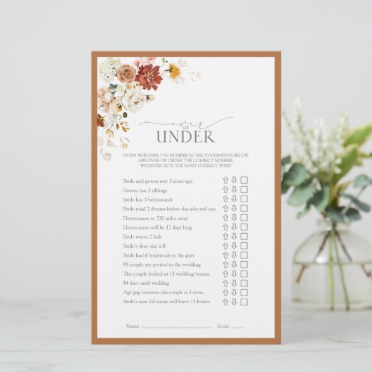 エレガント錆オレンジフローラブライダルシャワーゲーム (スタンド正面)