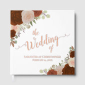 エレガント錆オレンジボーバラホイル結婚ズ ゲストブック (正面)