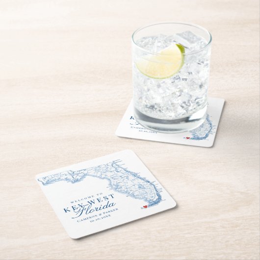 エレガント鍵西フロリ結婚ダ スクエアペーパーコースター (インサイチュ)