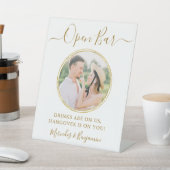 エレガント開いたバーパーソナライズされた金ゴールド結婚写真 台座サイン (インサイチュ)