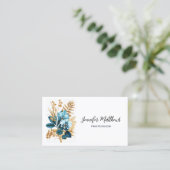エレガント開花ブルー金ゴールドオーキッドフローラ 名刺 (スタンド正面)