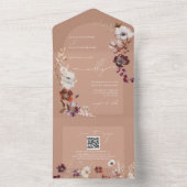 エレガント開花ライトテラコッタ結婚のQR RSVP オールインワン招待状 (内側)
