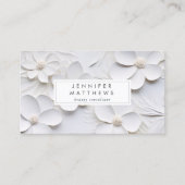 エレガント開花白フローラミニマル 名刺 (正面)
