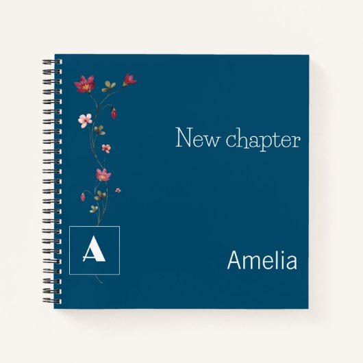 エレガント除モノグラムフローラ名ダークブルー ノートブック (正面)