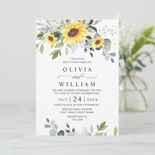 エレガント陽花ユーカリ結婚の全てを一つにする 招待状 (スタンド正面)