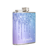 エレガント雛スタイリッシュ青と紫のグリッターの流れ フラスク (右)