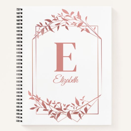 エレガント離れモノグラムのバラ金ゴールドフレーム ノートブック (正面)