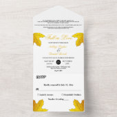 エレガント離れ素朴秋フローラ結婚s オールインワン招待状 (内側)