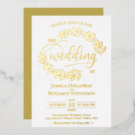 エレガント離れ結婚金ゴールド 箔招待状