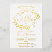 エレガント離れ結婚金ゴールド 箔招待状 (正面)