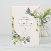 エレガント離れGREENERY QRコード写真結婚s 招待状 (スタンド正面)