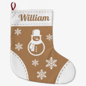 エレガント雪だるまストッキング ラージクリスマスストッキング (正面)