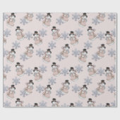 エレガント雪だるま&グリッタースノーフレーククリスマス ラッピングペーパー (フラット)