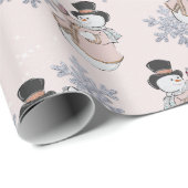 エレガント雪だるま&グリッタースノーフレーククリスマス ラッピングペーパー (ロールコーナー)