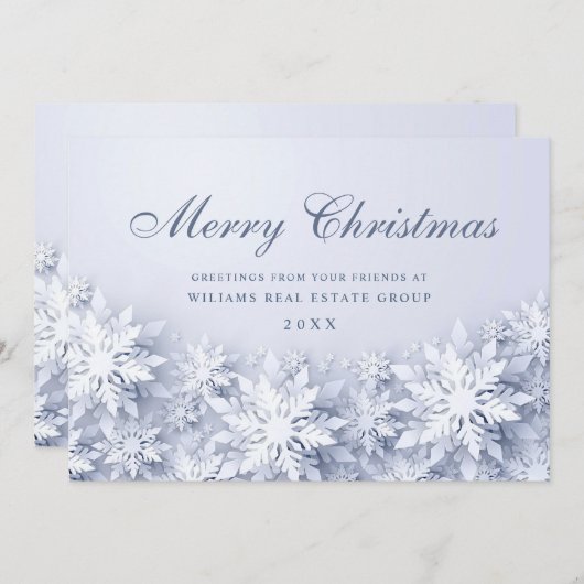 エレガント雪の企業の挨拶 シーズンカード (正面/裏面)