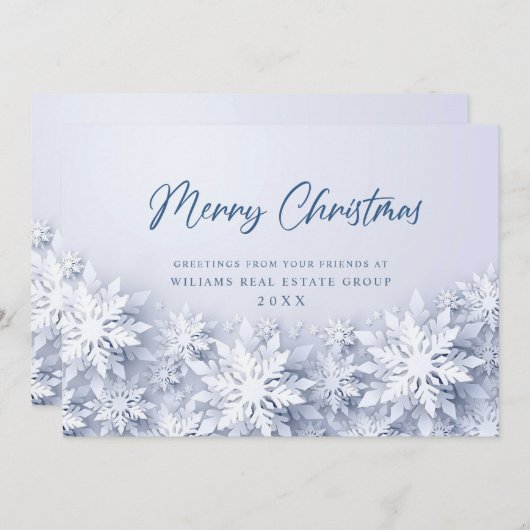 エレガント雪の企業の挨拶 シーズンカード (正面/裏面)
