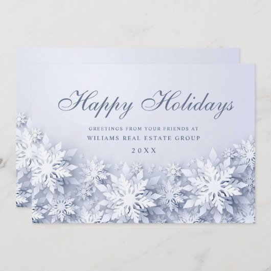 エレガント雪の企業の挨拶 シーズンカード (正面/裏面)