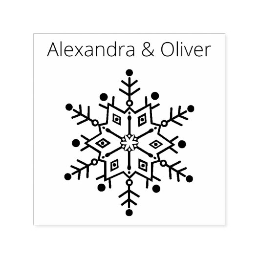 エレガント雪の結婚名前モノグラム セルフインキングスタンプ (デザイン)