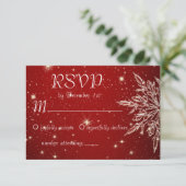 エレガント雪結婚片 出欠カード (スタンド正面)