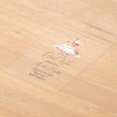 エレガント雲ワイン澄んブライダルシャワー アクリル招待状 (レイダウン)