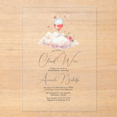 エレガント雲ワイン澄んブライダルシャワー アクリル招待状 (正面)