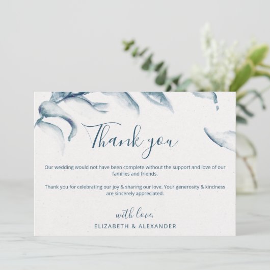 エレガント青い水の色ロマンシンプルス結婚の サンキューカード (スタンド正面)