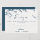 エレガント青い水の色ロマンシンプルス結婚の サンキューカード (正面/裏面)