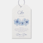 エレガント青い結婚花の愛と感謝してい ギフトタグ (正面)