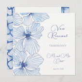 エレガント青い花の誓の更新招待状 招待状 (正面/裏面)