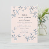 エレガント青と白のフランスのトイ結婚ル 招待状 (スタンド正面)