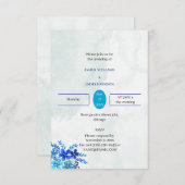 エレガント青カスタマイズ結婚花 招待状 (正面/裏面)