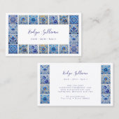 エレガント青タイル枠名刺 名刺 (正面/裏面)