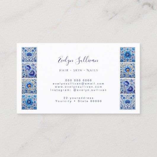 エレガント青タイル枠名刺 名刺 (裏面)