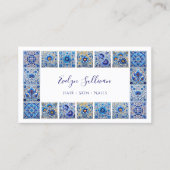 エレガント青タイル枠名刺 名刺 (正面)