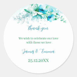 エレガント青パーソナライズされた結婚花 ラウンドシール
