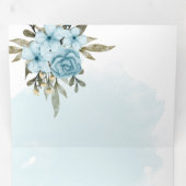 エレガント青パーソナライズされた結婚花 三つ折り招待状 (内部最初)