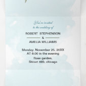 エレガント青パーソナライズされた結婚花 三つ折り招待状 (内部中)