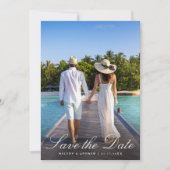 エレガント青フランスのフローラ結婚紋章 セーブザデート (正面)