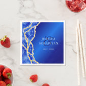 エレガント青王室のと金ゴールド結婚の スタンダードカクテルナプキン (インサイチュ)